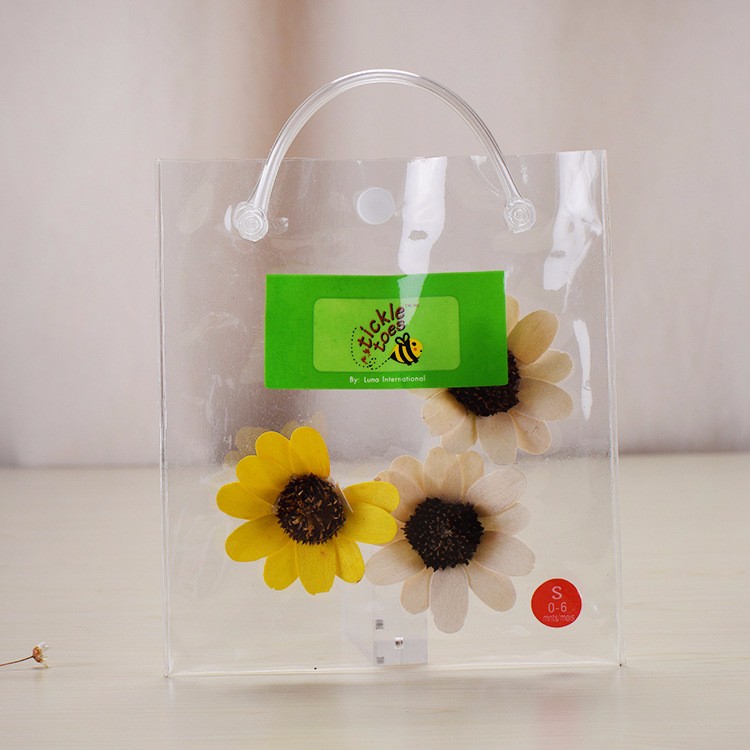 Promotional custom design clear pvc gift handle bag