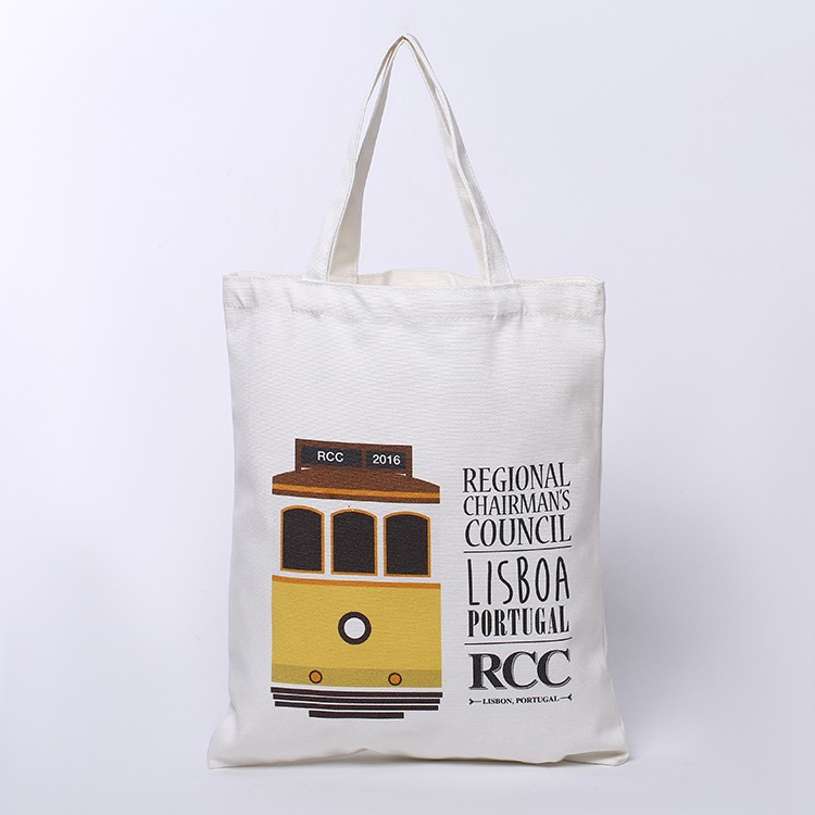 Organic custom logo printed cotton canvas shopping bag