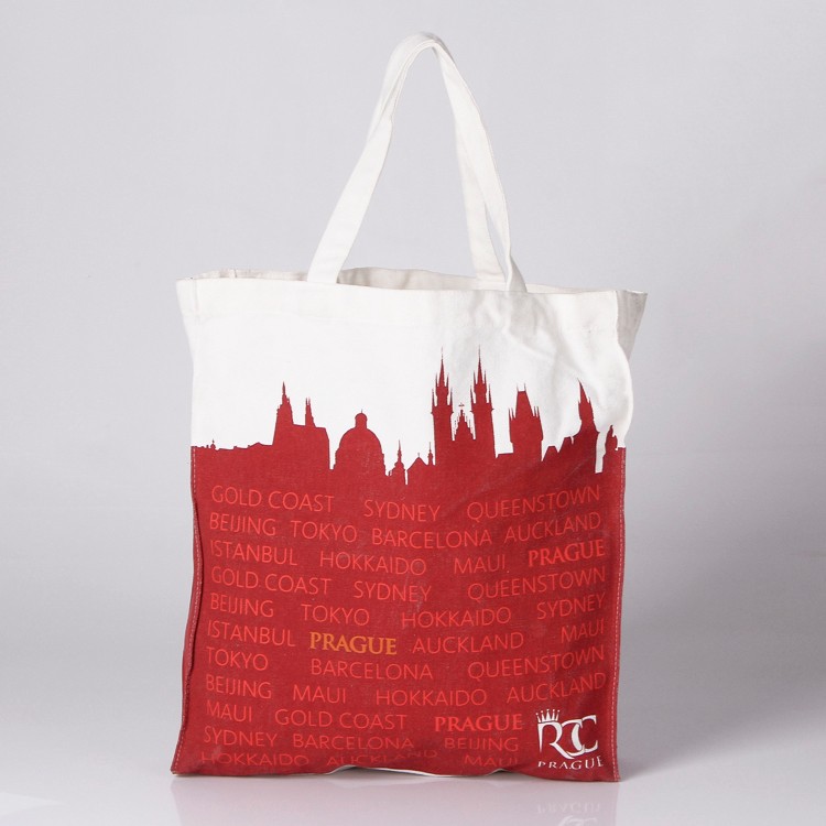 Fashion full color logo printed cotton canvas shopping tote bag  