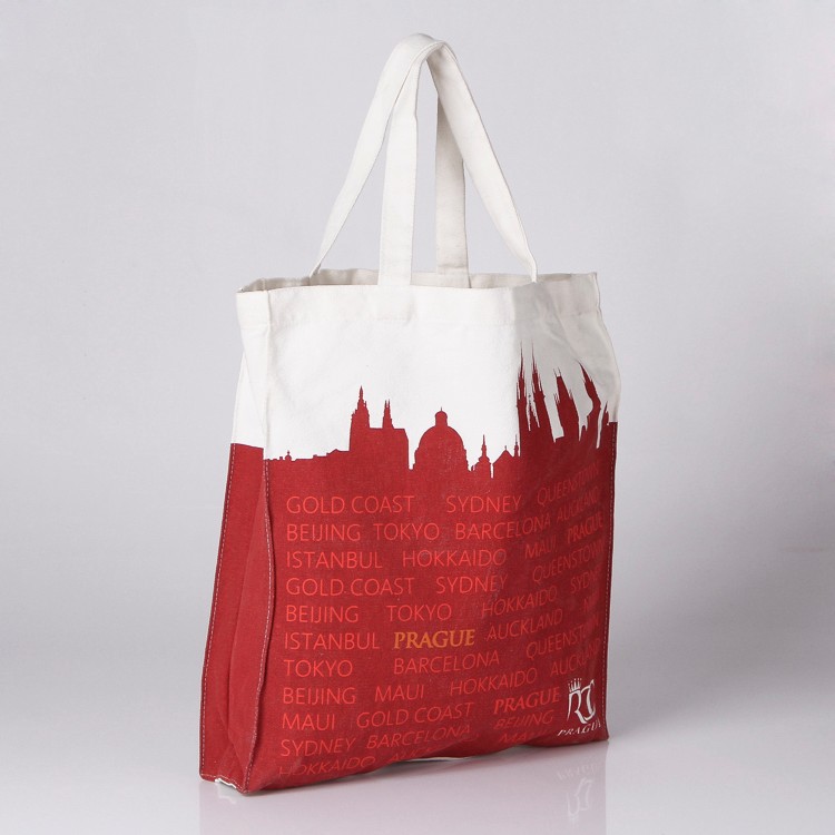 Fashion full color logo printed cotton canvas shopping tote bag  