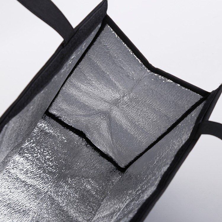Black polyester insulated cooler bag
